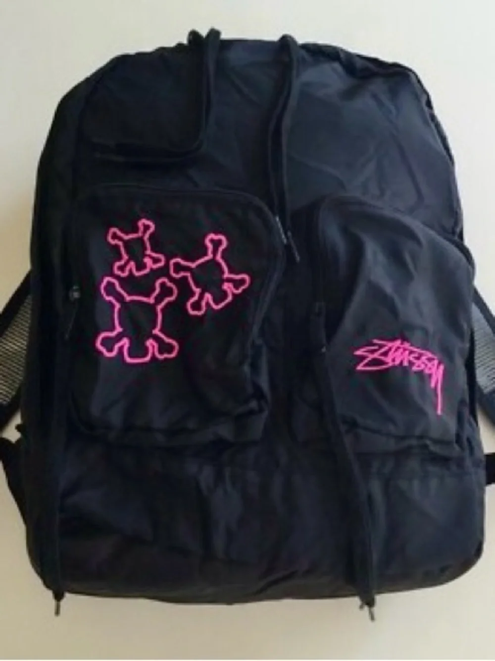 Stussy Black Y2K Skull Vintage Backpack, new with tags